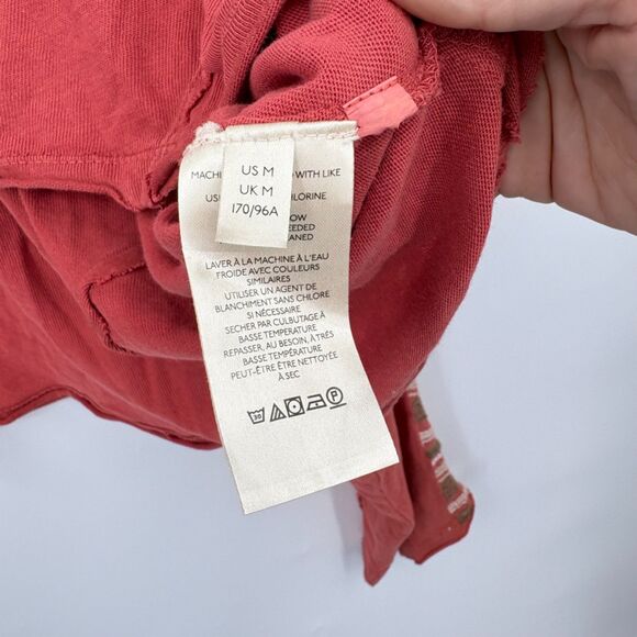 Free People Embroidered Long Sleeve Cropped Henley, Size Medium, Raw Hem Boho - Picture 10 of 11